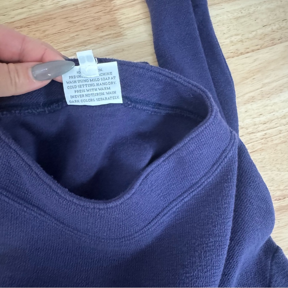 Basic Threads Navy Blue Cotton Mock Neck Boxy Swe… - image 6